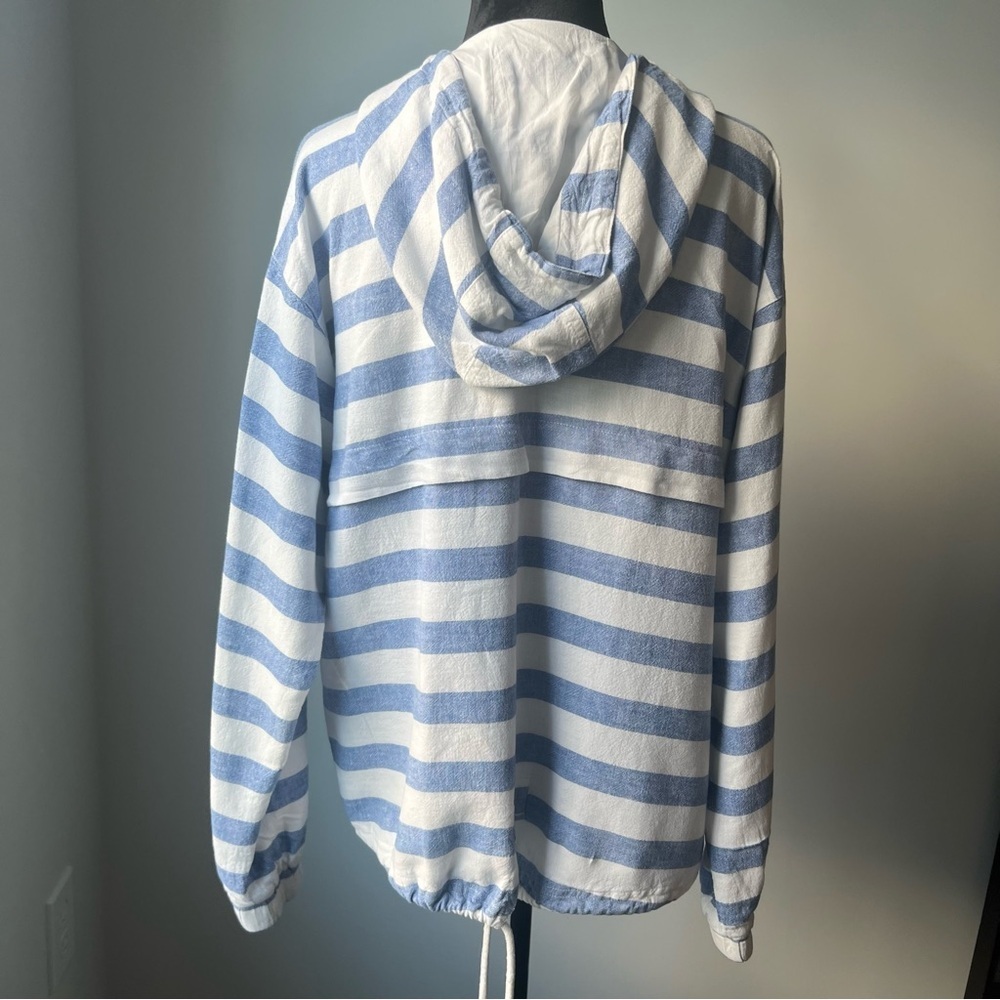Striped Blue and White Women's Hoodie - Picture 16 of 16